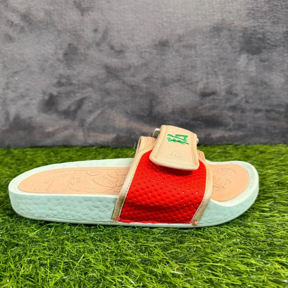 Adidas Pharrell Williams Chancler Hu Slides Kids Size 4 Mint Green Orange Strap‎